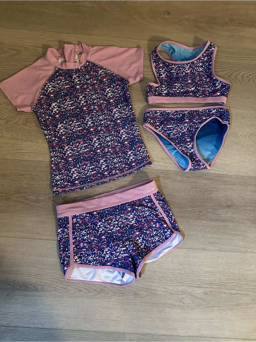 Eddie Bauer Pink Multi-Print Rash Guard Swim Set